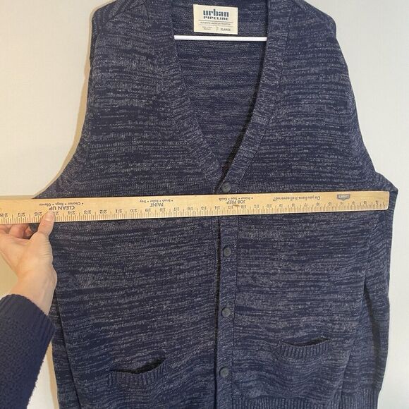 URBAN PIPELINE Men’s Size XL Navy Blue Cardigan Sweater Pockets Grandpa Hipster - Picture 5 of 9